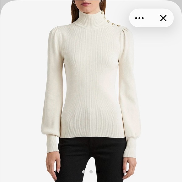Lauren Ralph Lauren Cream Sweater with Gold Buttons - Picture 3 of 8